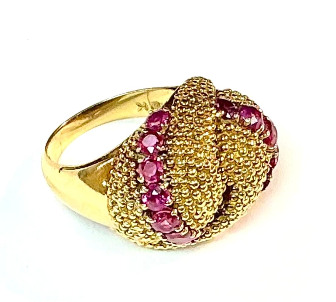 Modern Italian 18K Yellow Gold Ruby Ring For Sale