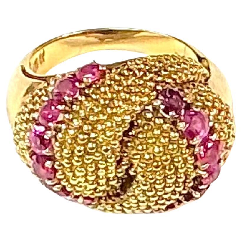 Italian 18K Yellow Gold Ruby Ring For Sale