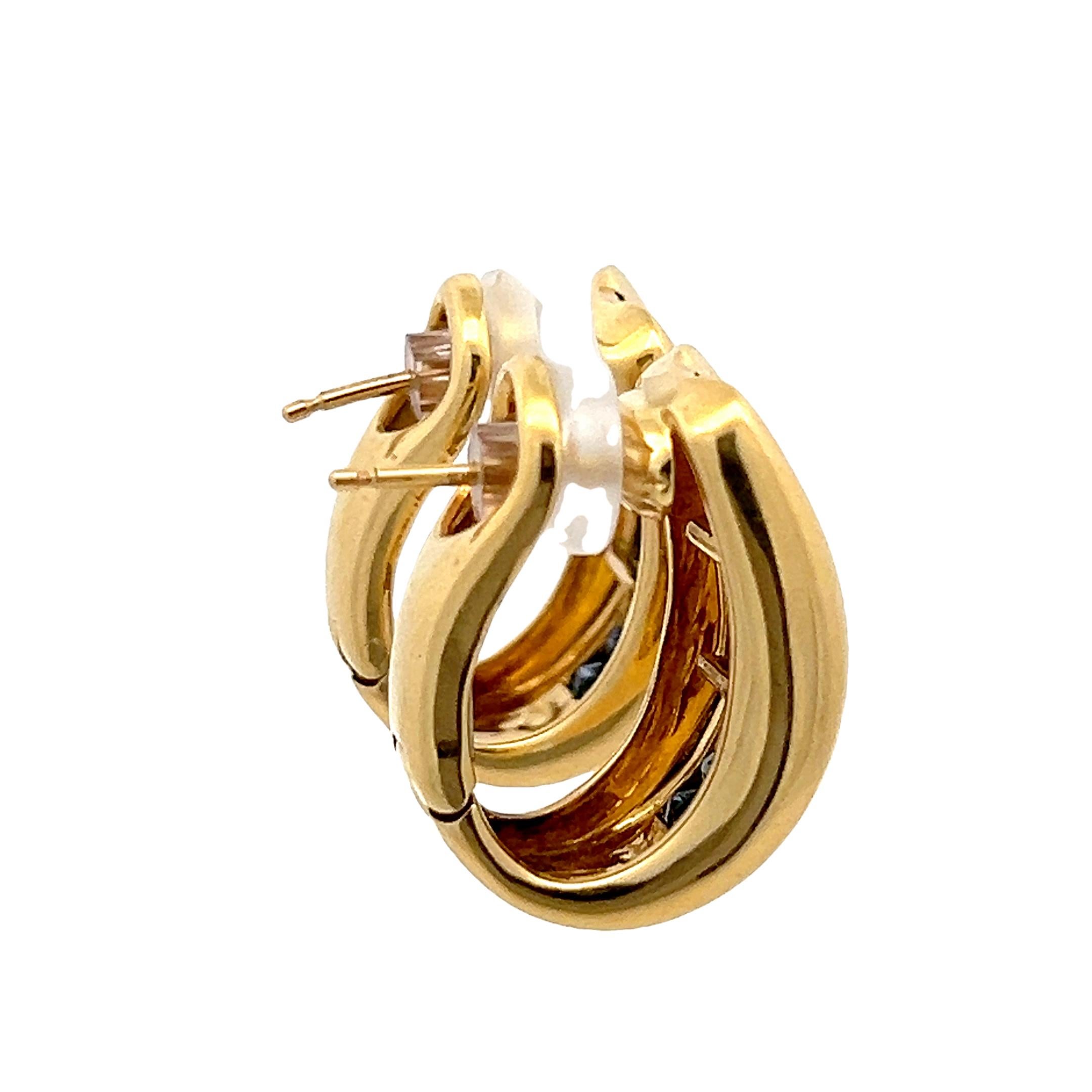 Boucles d'oreilles italiennes en or jaune 18K, saphir taille française, 2 carats Pour femmes en vente