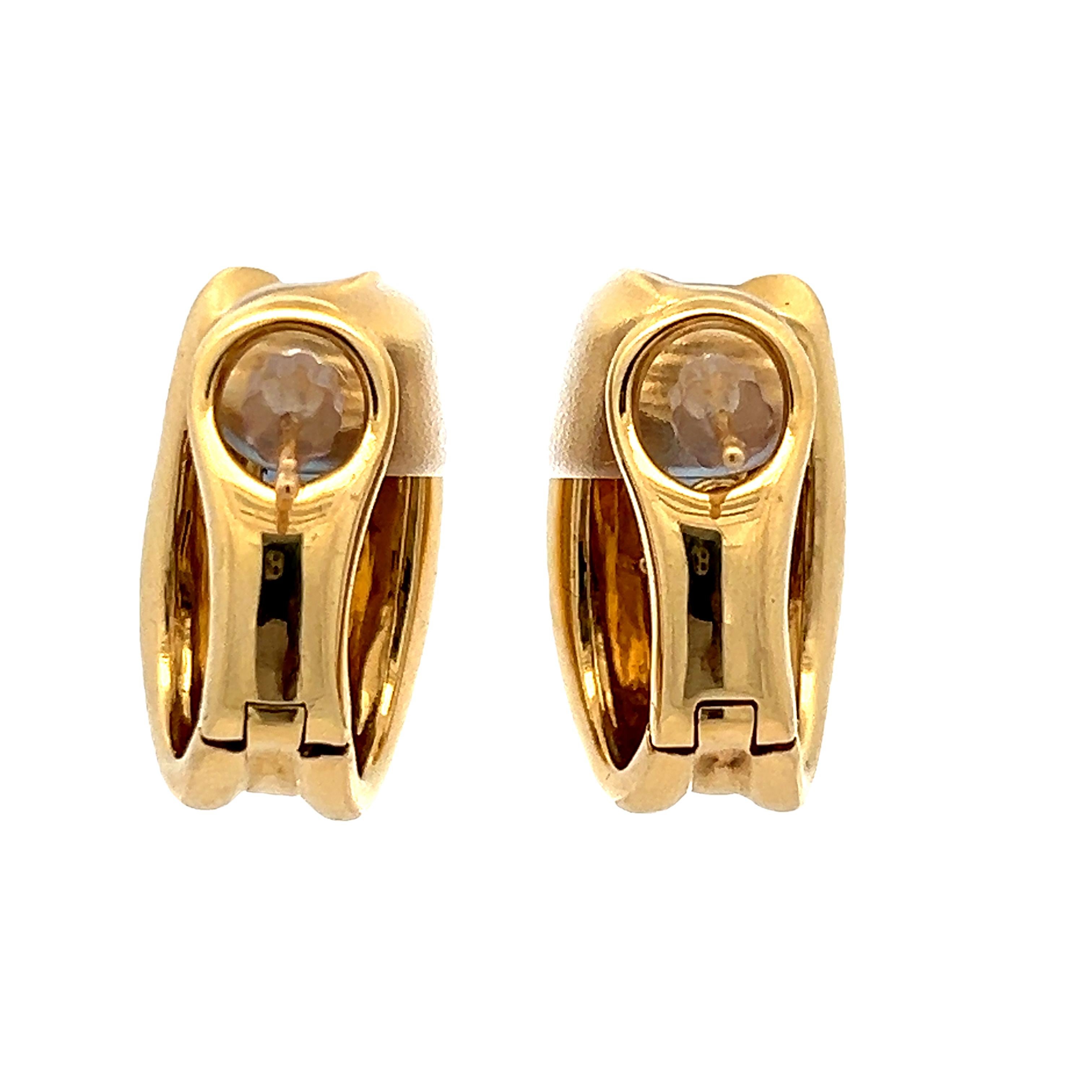 Boucles d'oreilles italiennes en or jaune 18K, saphir taille française, 2 carats en vente 1