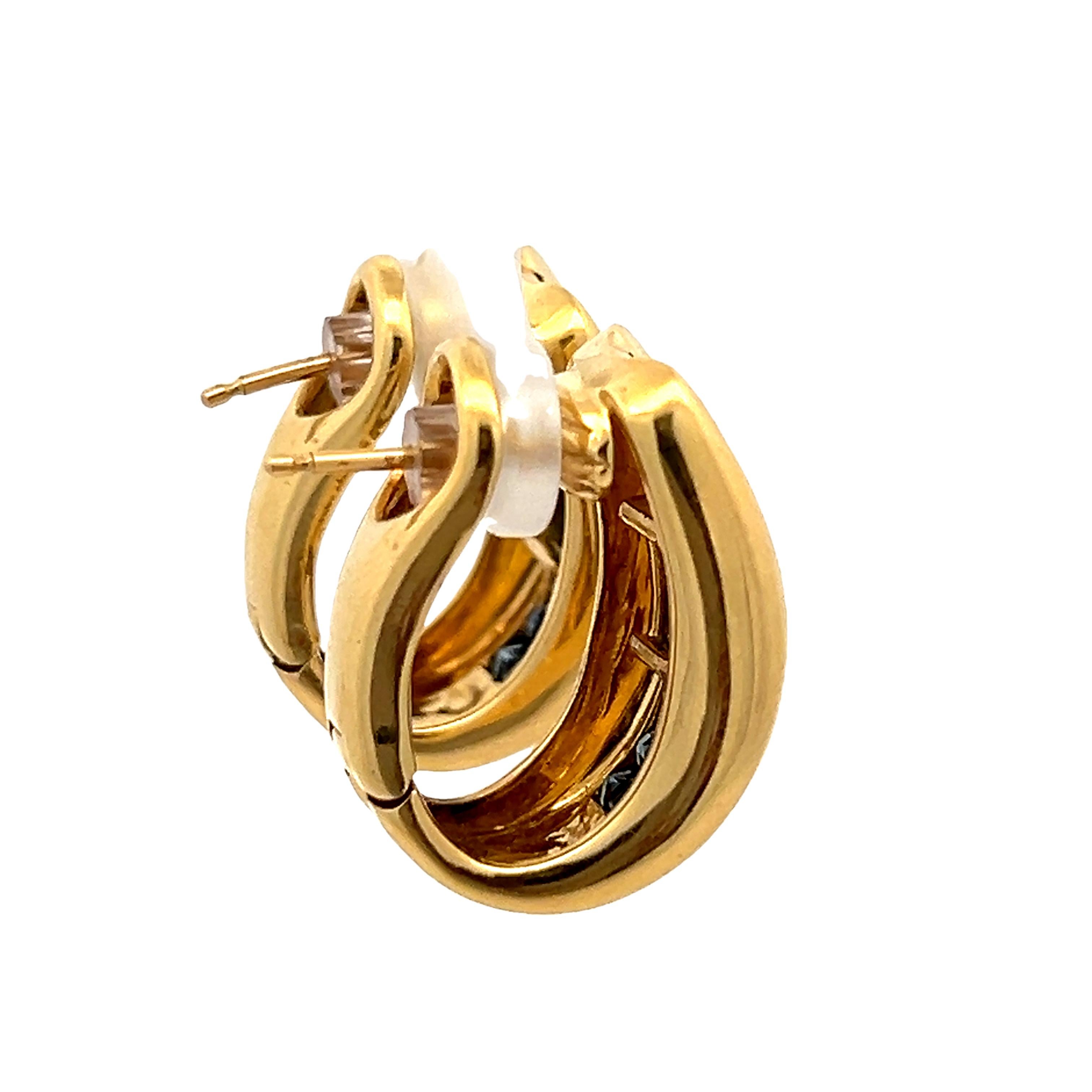 Boucles d'oreilles italiennes en or jaune 18K, saphir taille française, 2 carats en vente 2
