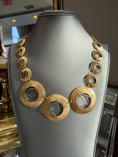 Italian 18K Yellow Gold Modern Circle-Link Necklace, 32.8g, Two-Tone