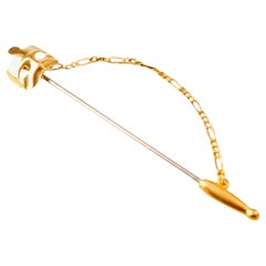 Italian 18K Gold Theater Mask Stick Pin Brooch, Late 20th Century