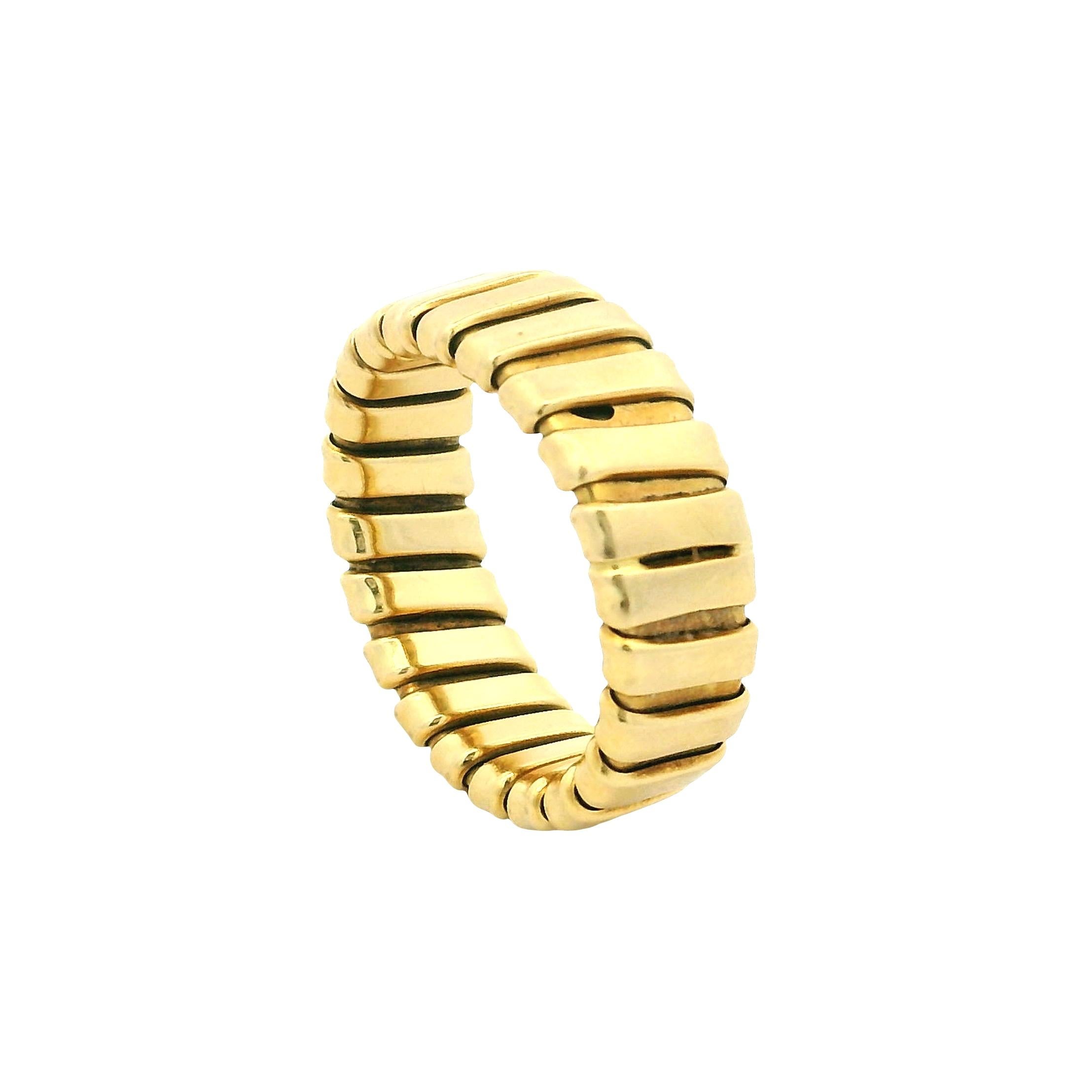 Modernista Anello flessibile Tubogas d'epoca in oro giallo 18 carati, misura 9,5 in vendita