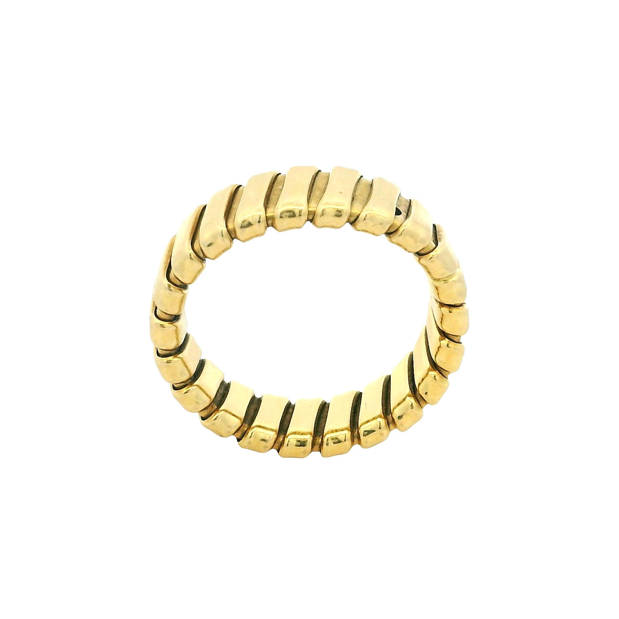 da uomo o donna Anello flessibile Tubogas d'epoca in oro giallo 18 carati, misura 9,5 in vendita