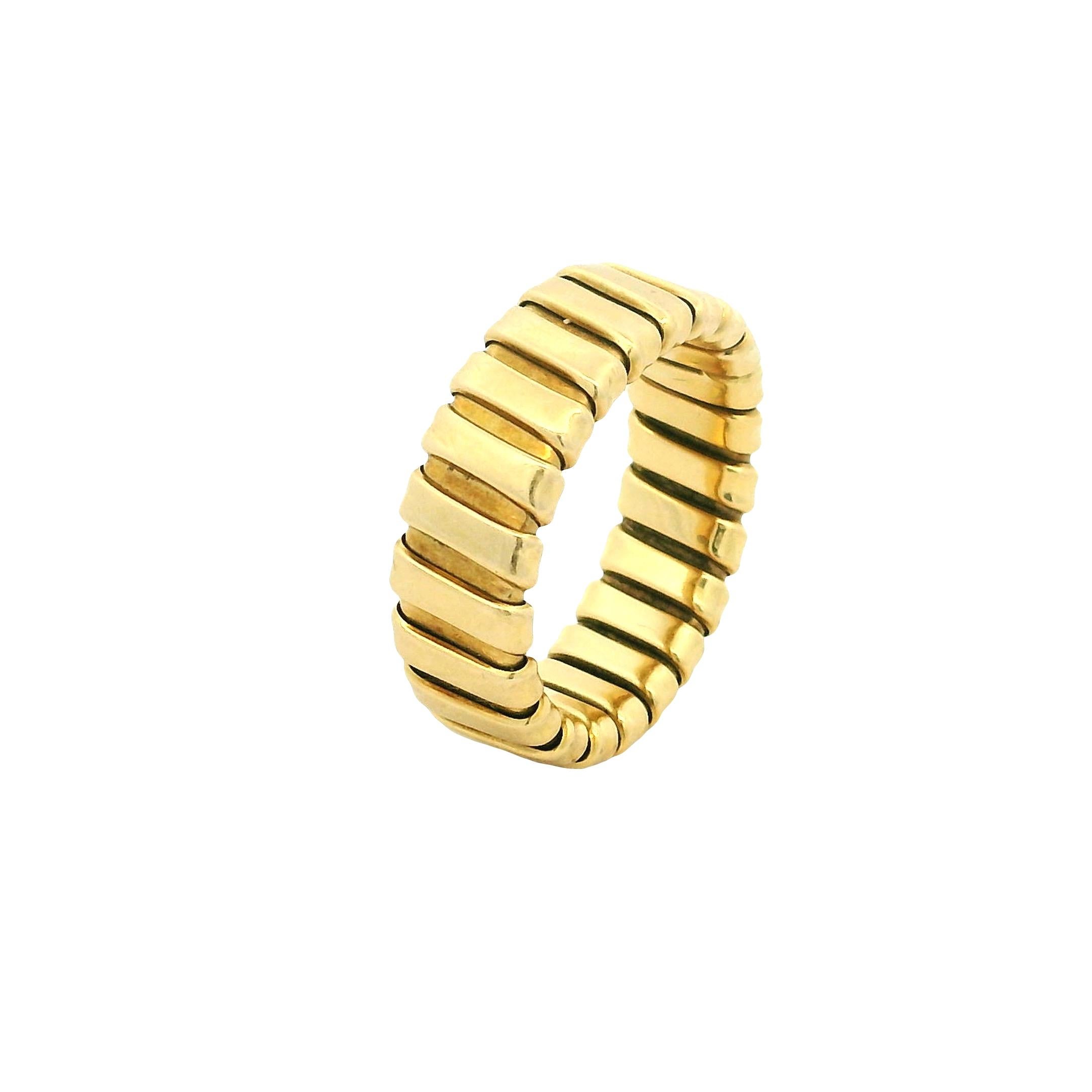 Anello flessibile Tubogas d'epoca in oro giallo 18 carati, misura 9,5 in vendita 1