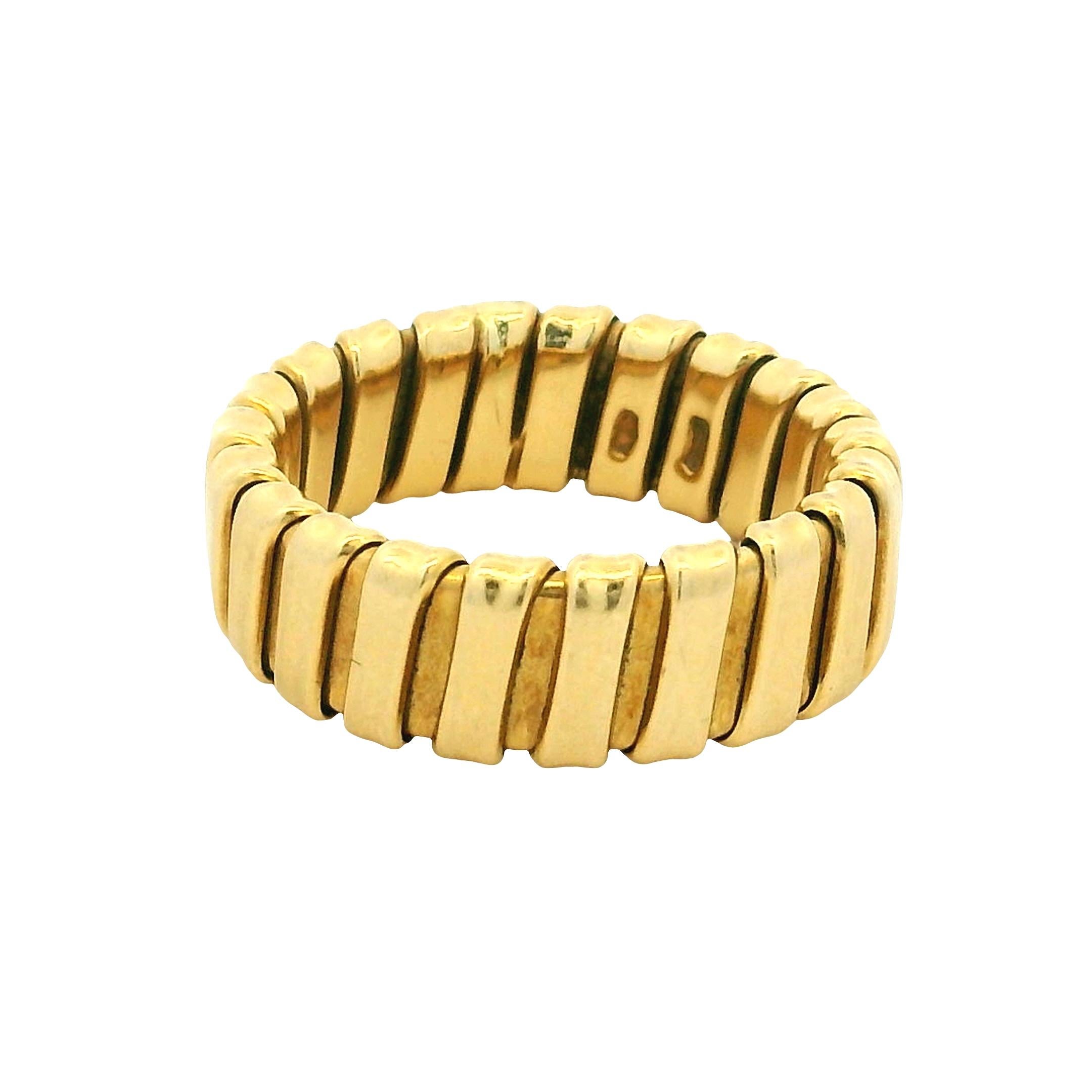Anello flessibile Tubogas d'epoca in oro giallo 18 carati, misura 9,5 in vendita 2