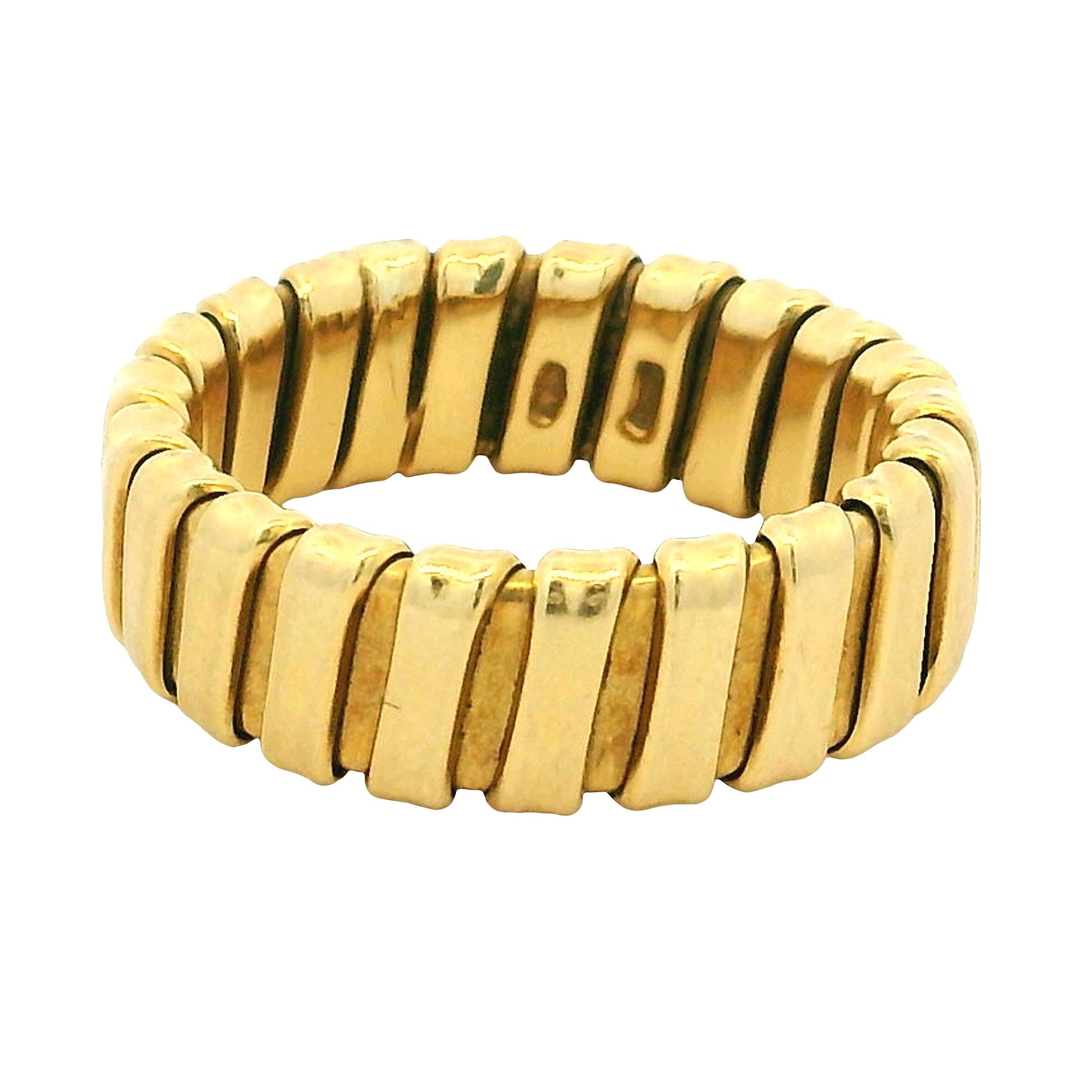 Anello flessibile Tubogas d'epoca in oro giallo 18 carati, misura 9,5 in vendita 3