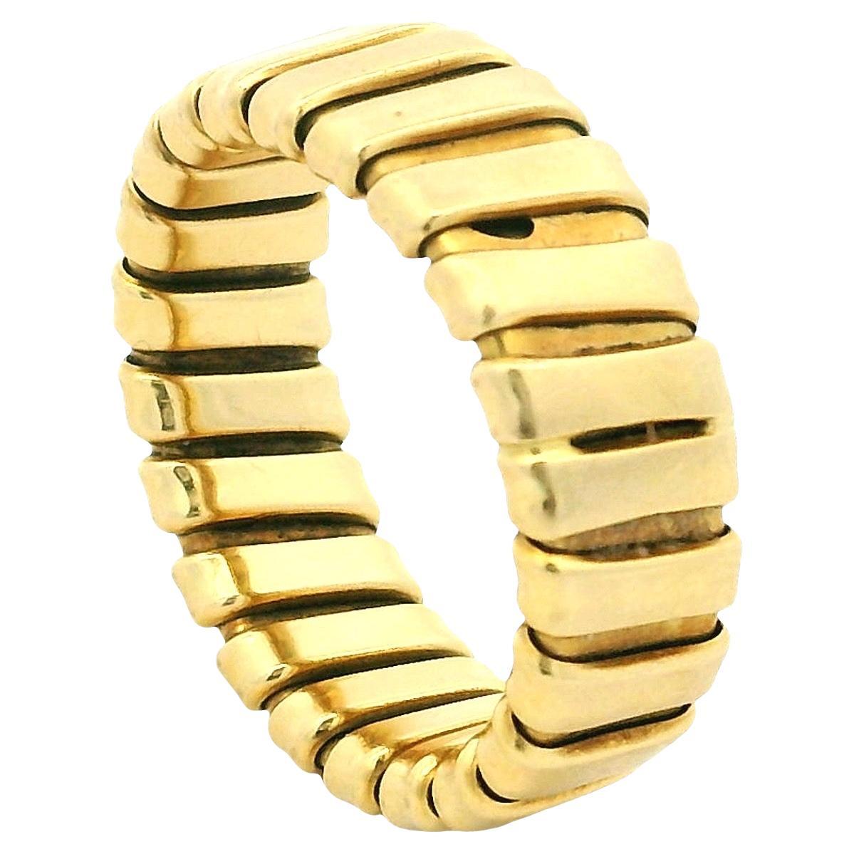 Anello flessibile Tubogas d'epoca in oro giallo 18 carati, misura 9,5
