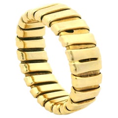 Vintage Italian 18K Gelbgold Tubogas Flexible Band Ring, Größe 9,5