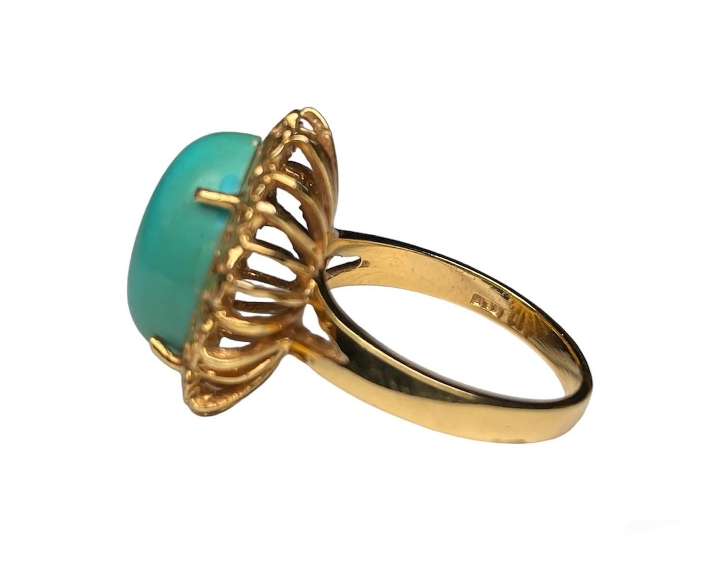Italienischer Türkis-Cocktailring aus 18 Karat Gelbgold 4
