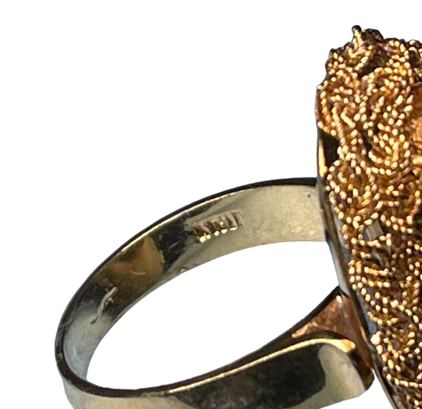 Italian 18K Yellow Gold Turquoise Cocktail Ring For Sale 9