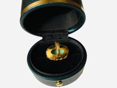 Italian 18K Yellow Gold Turquoise Cocktail Ring
