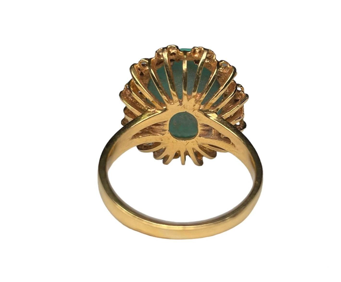 Italienischer Türkis-Cocktailring aus 18 Karat Gelbgold Damen