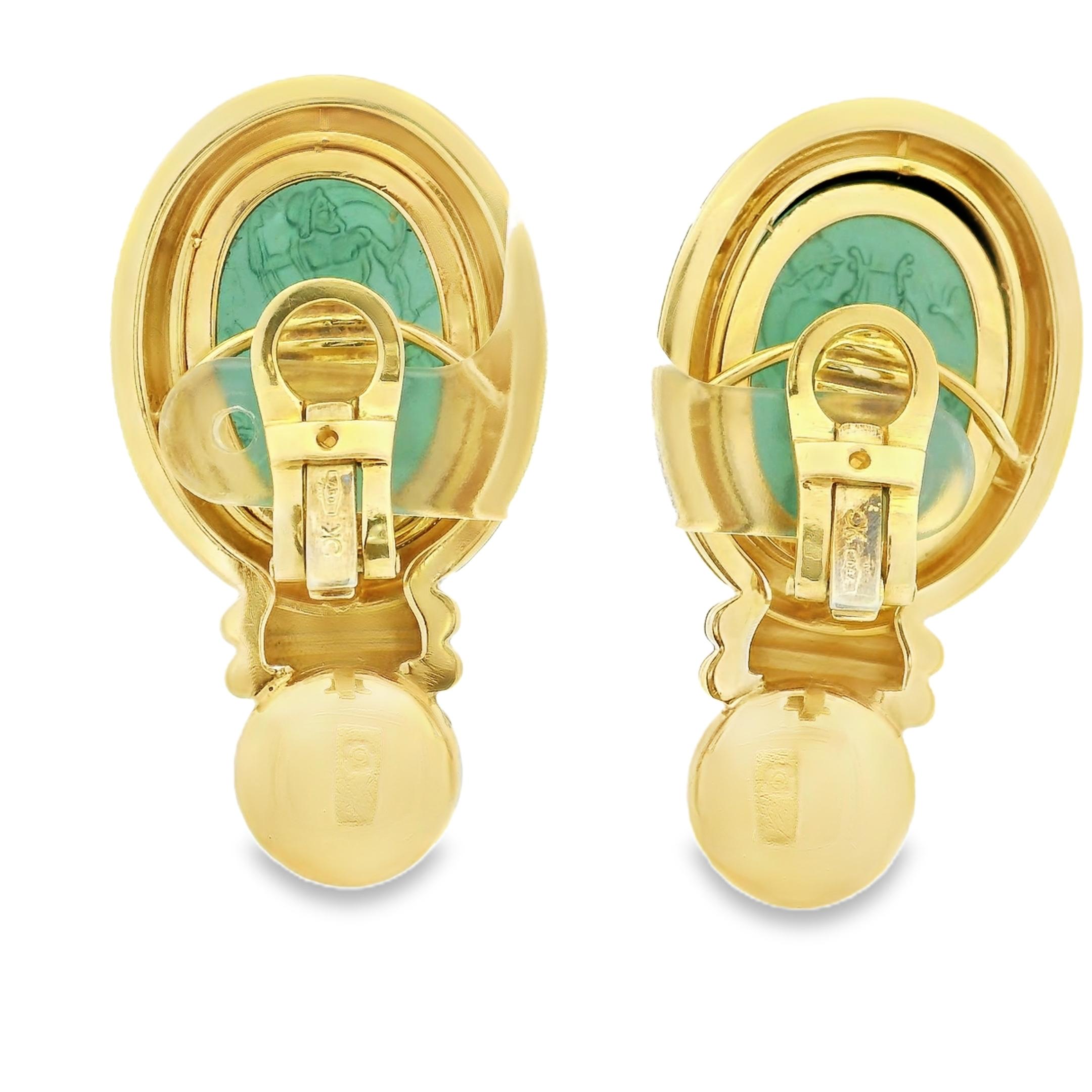 Orecchini a clip in oro giallo 18 carati in vetro veneziano e perle in vendita 4