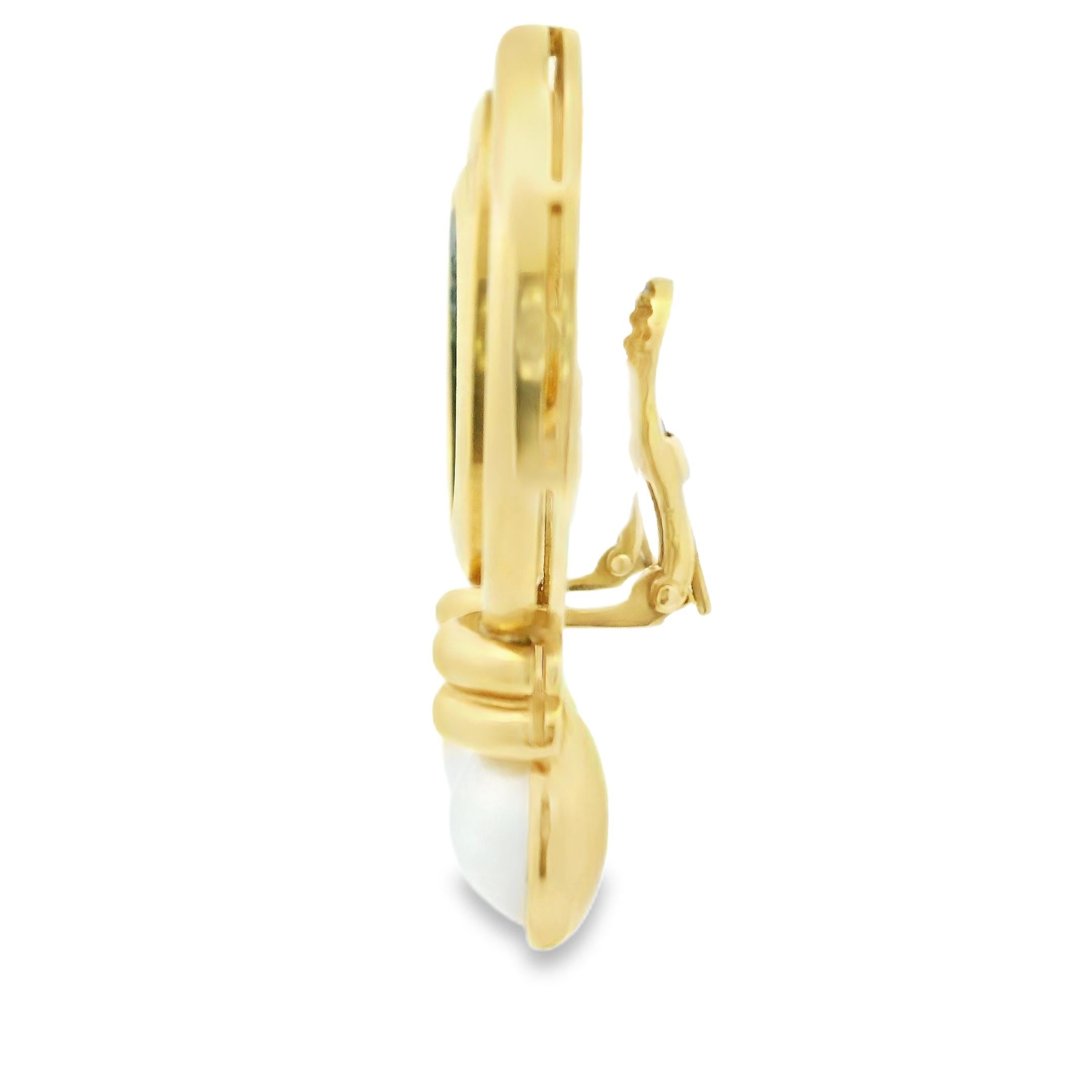 Orecchini a clip in oro giallo 18 carati in vetro veneziano e perle in vendita 1