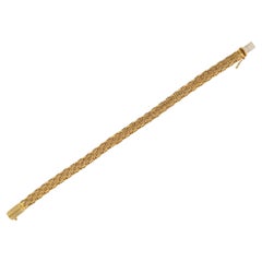 Italian 18k Yellow Gold Woven Mesh Bombé Bangle Bracelet