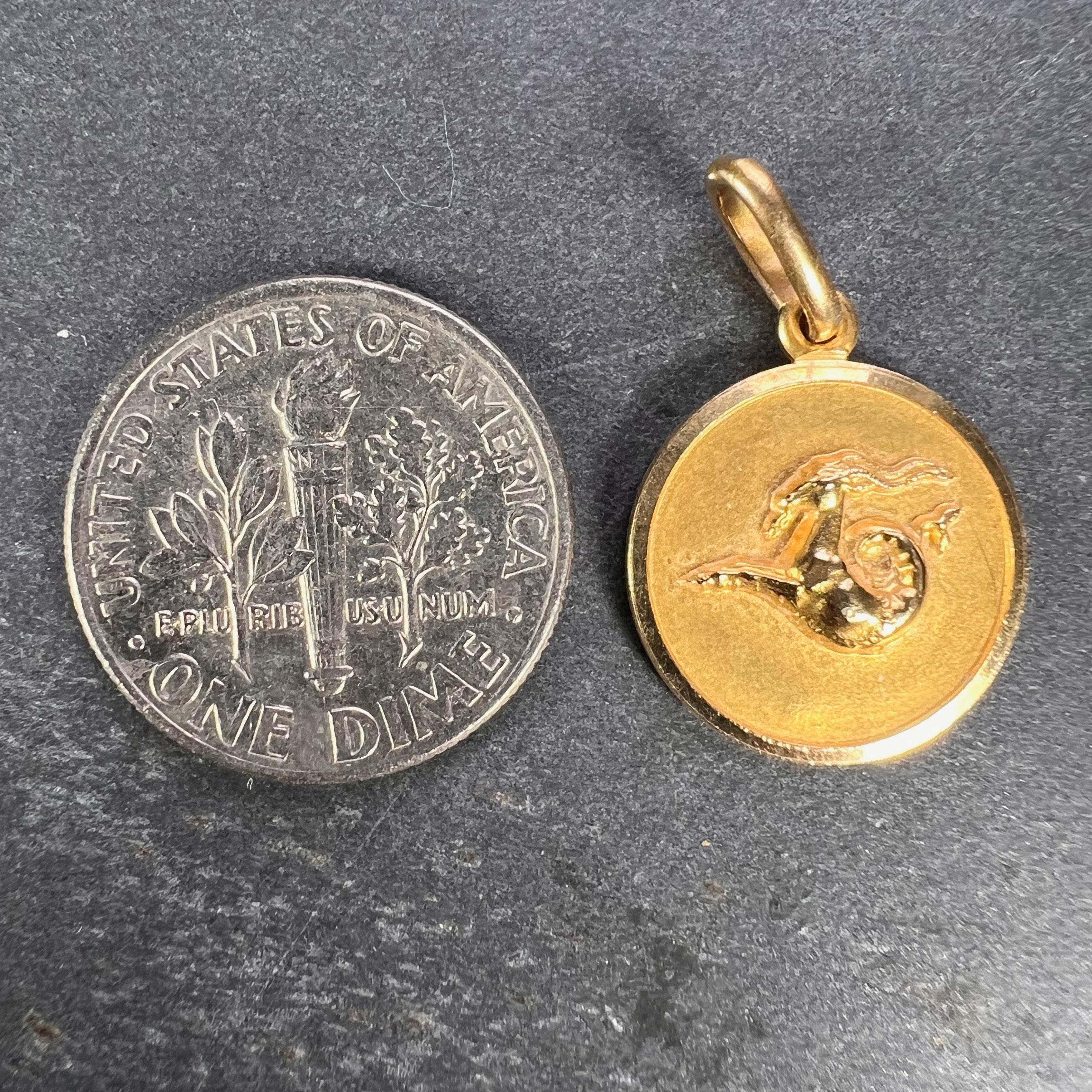 Italian 18k Yellow Gold Zodiac Capricorn Charm Pendant 5