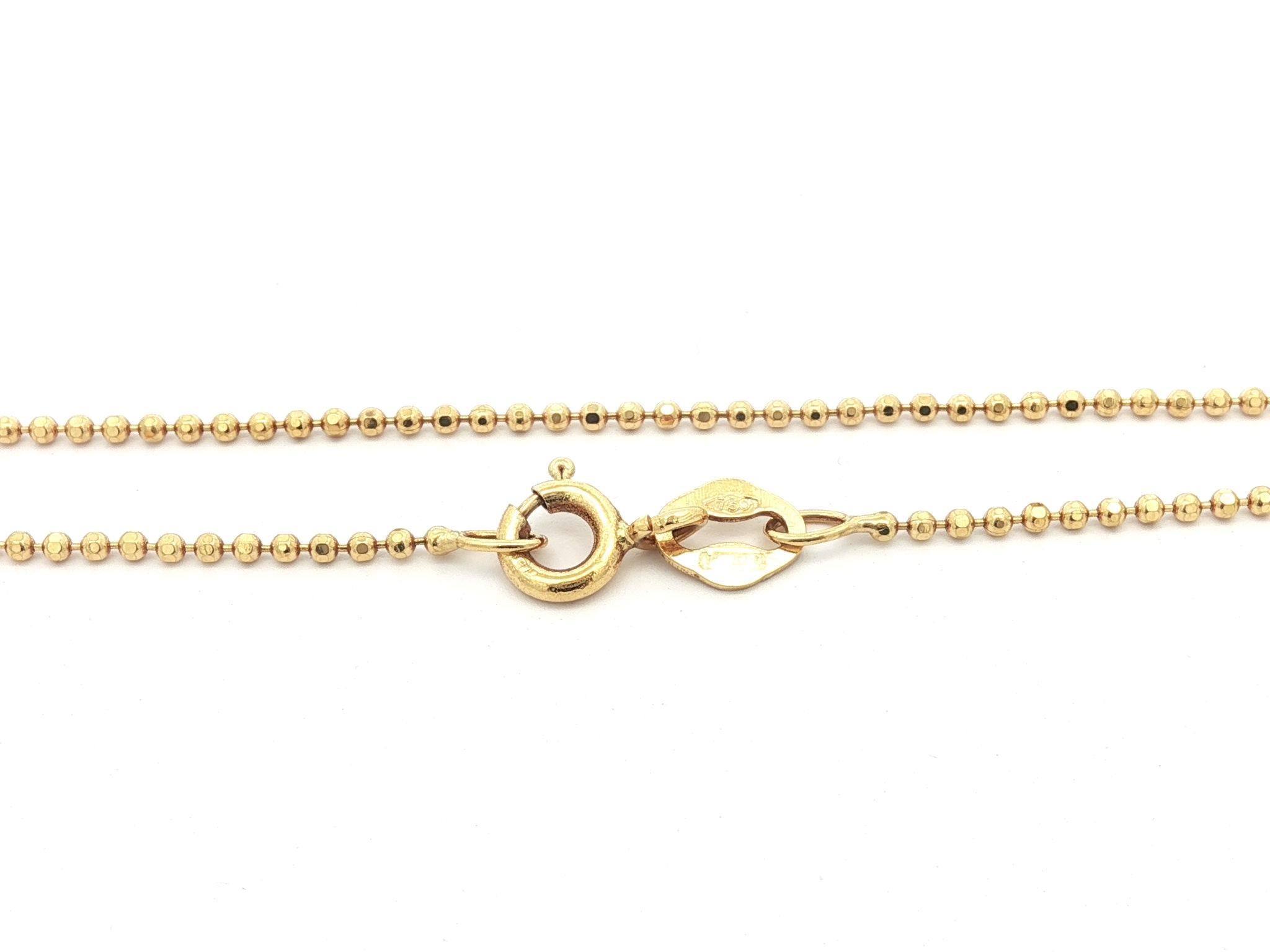 Italian 18k Yellow & White Gold Peal w/ Diamond Slide Drop Pendant on Bead Chain For Sale 2