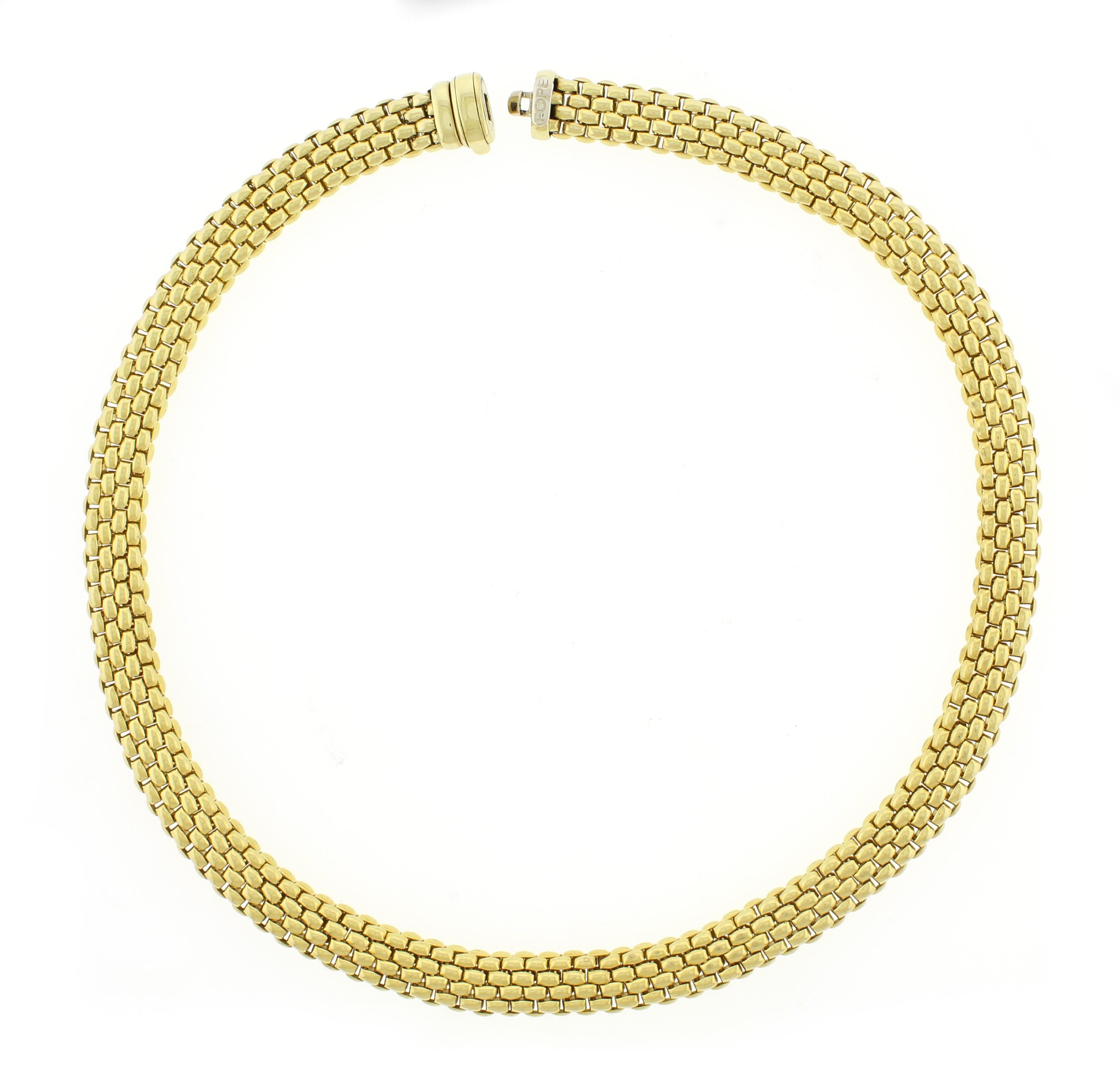 Italian 18kt Chain Link Necklace By Fope In Excellent Condition For Sale In Bethesda, MD