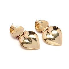 Italian 18 Karat Gold and Carnelian Double Heart Earrings
