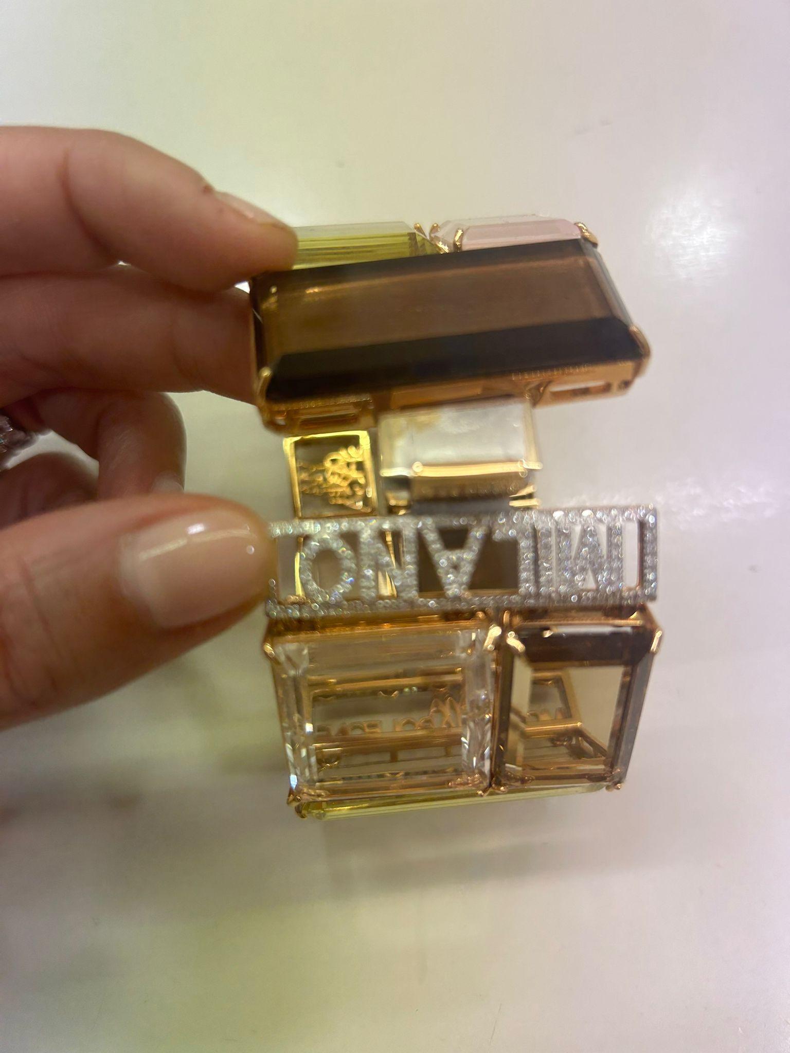 Bracelet italien MILANO en or 18 carats avec diamants et pierres semi-précieuses  Neuf - En vente à Milano, IT