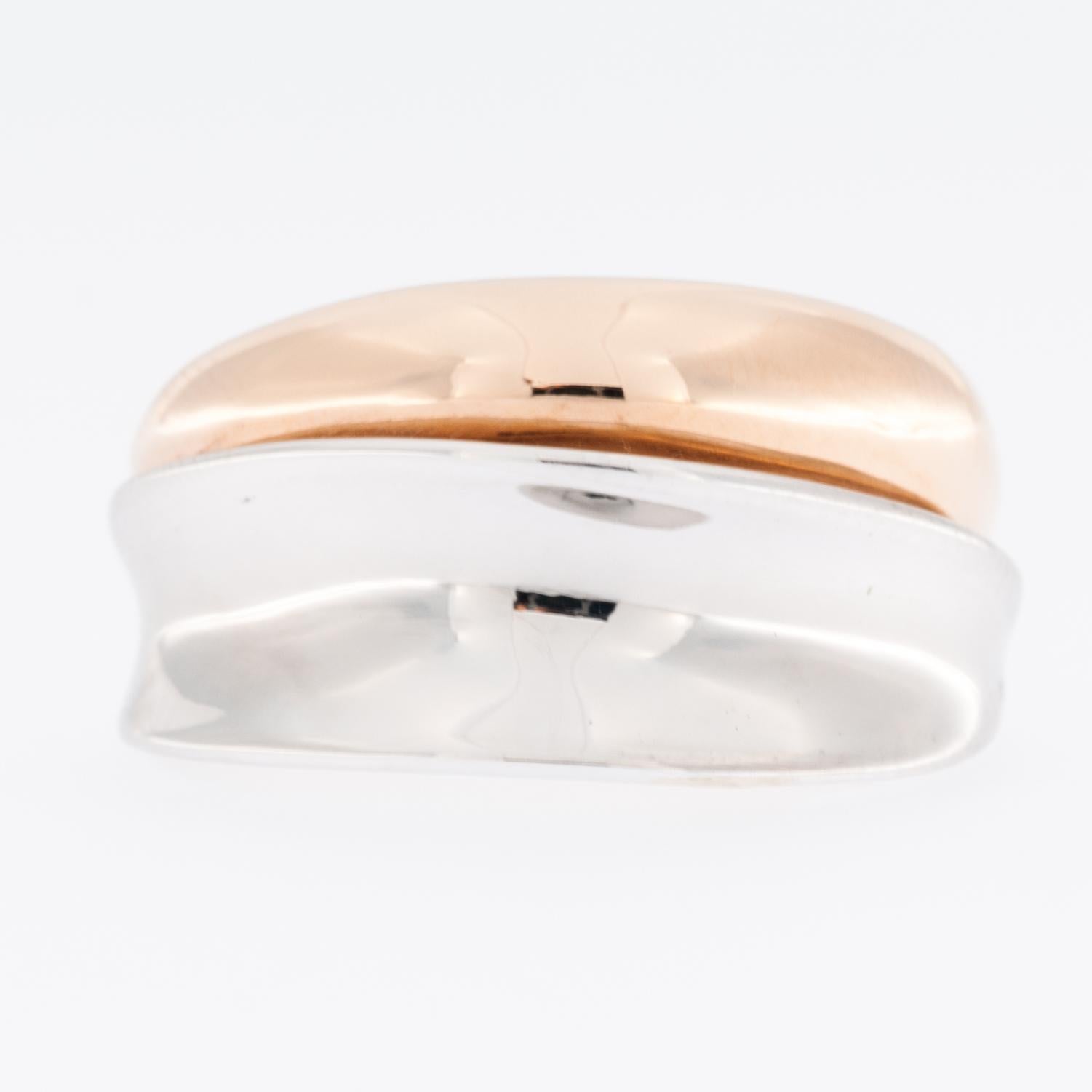 Italian 18 karat Rose and White Gold Band Ring In Good Condition For Sale In Esch-Sur-Alzette, LU