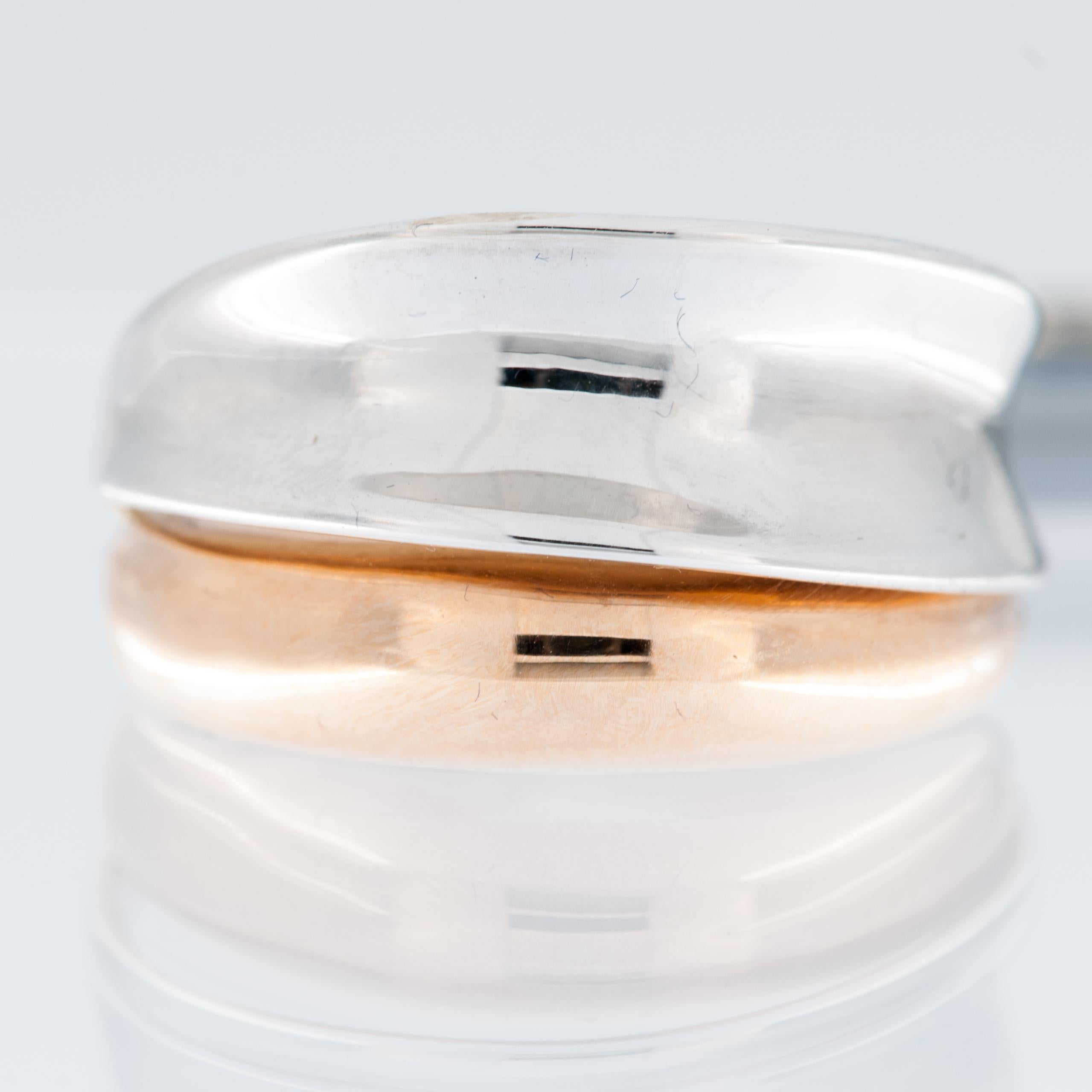 Women's or Men's Italian 18 karat Rose and White Gold Band Ring For Sale