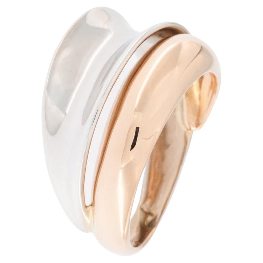 Italian 18 karat Rose and White Gold Band Ring For Sale