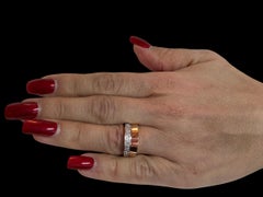 Italian 18kt Rose and White Gold Band Ring with Diamonds
