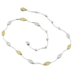 Italian 18kt White and Yellow Gold Necklace with Natural Yellow & White Diamonds