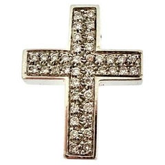 Italian 18 Karat White Gold Cross with Diamonds