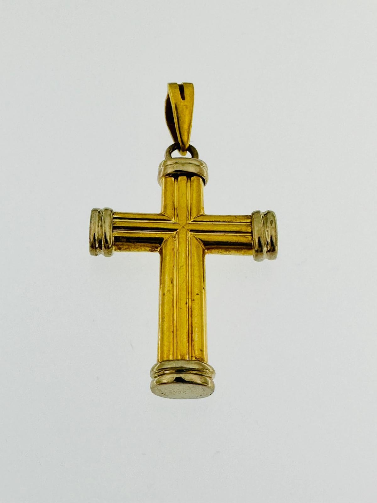Modern Italian 18kt Yellow and White Gold Cross “Chapiteau” Endings For Sale