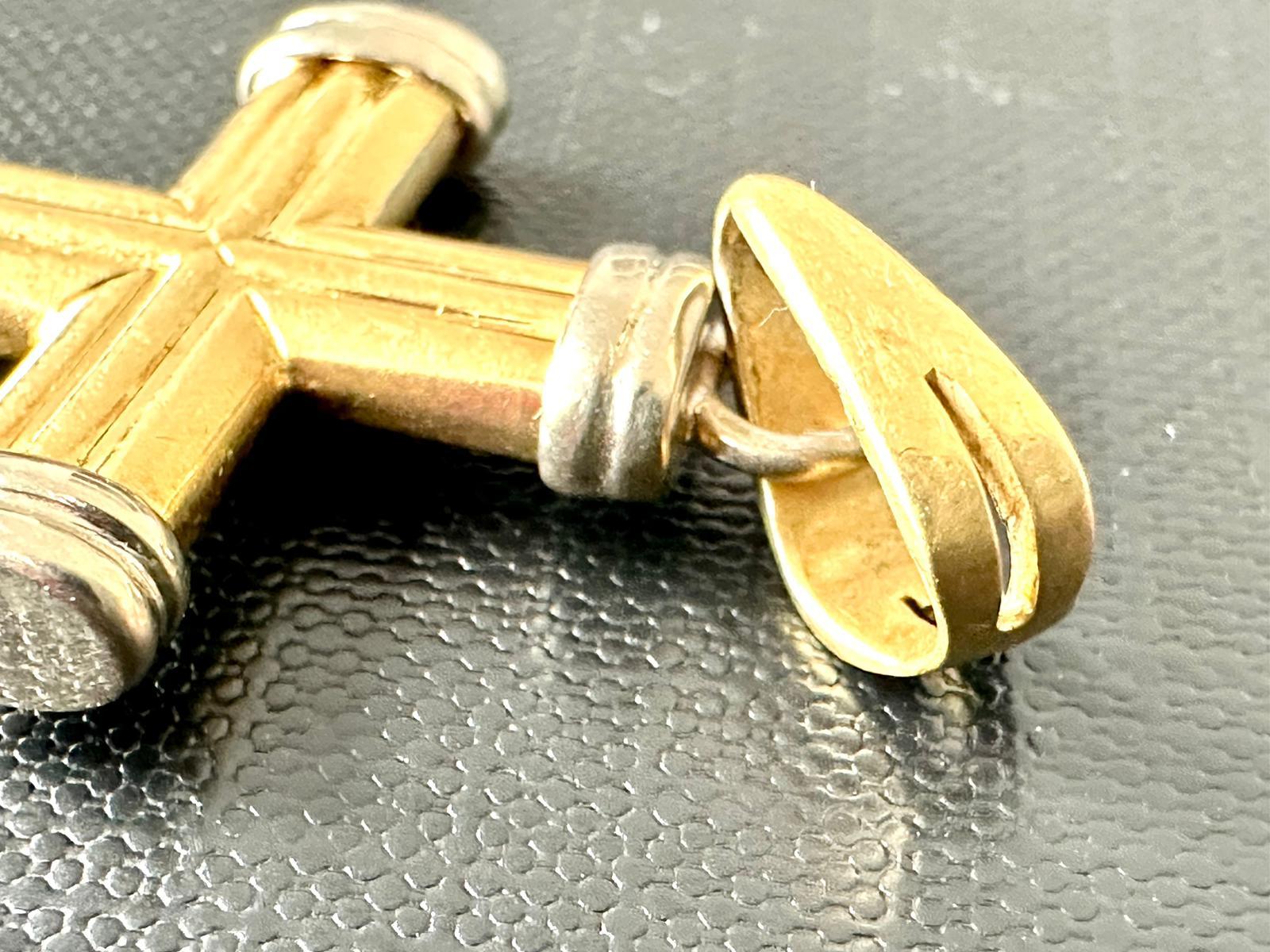 Italian 18kt Yellow and White Gold Cross “Chapiteau” Endings In Good Condition For Sale In Esch-Sur-Alzette, LU
