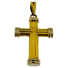 Italienisch 18kt Gelb und Weißgold Kreuz Chapiteau Endungen