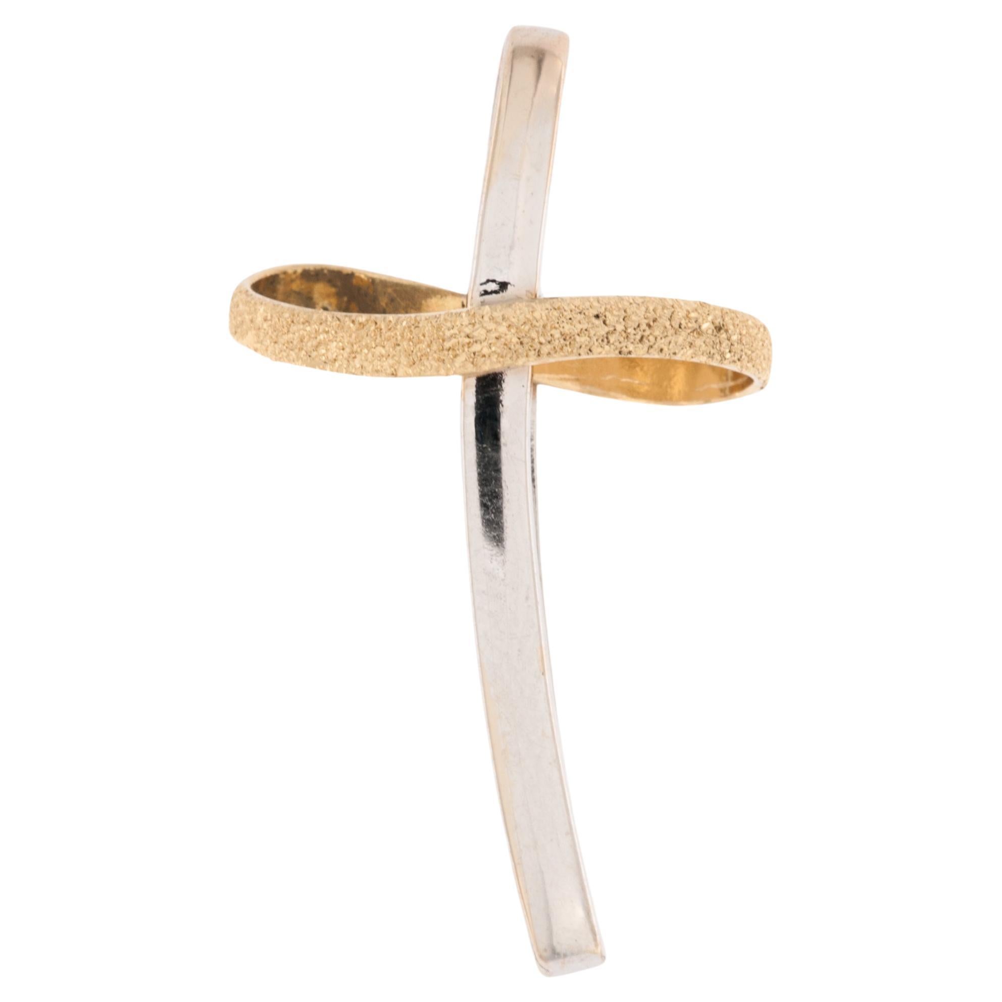 Italian 18kt Yellow and White Gold Cross   For Sale