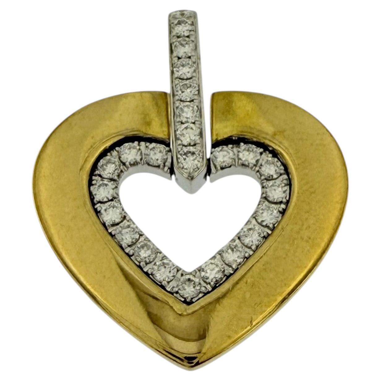 Italian 18kt Yellow and White Gold Heart Pendant with Diamonds