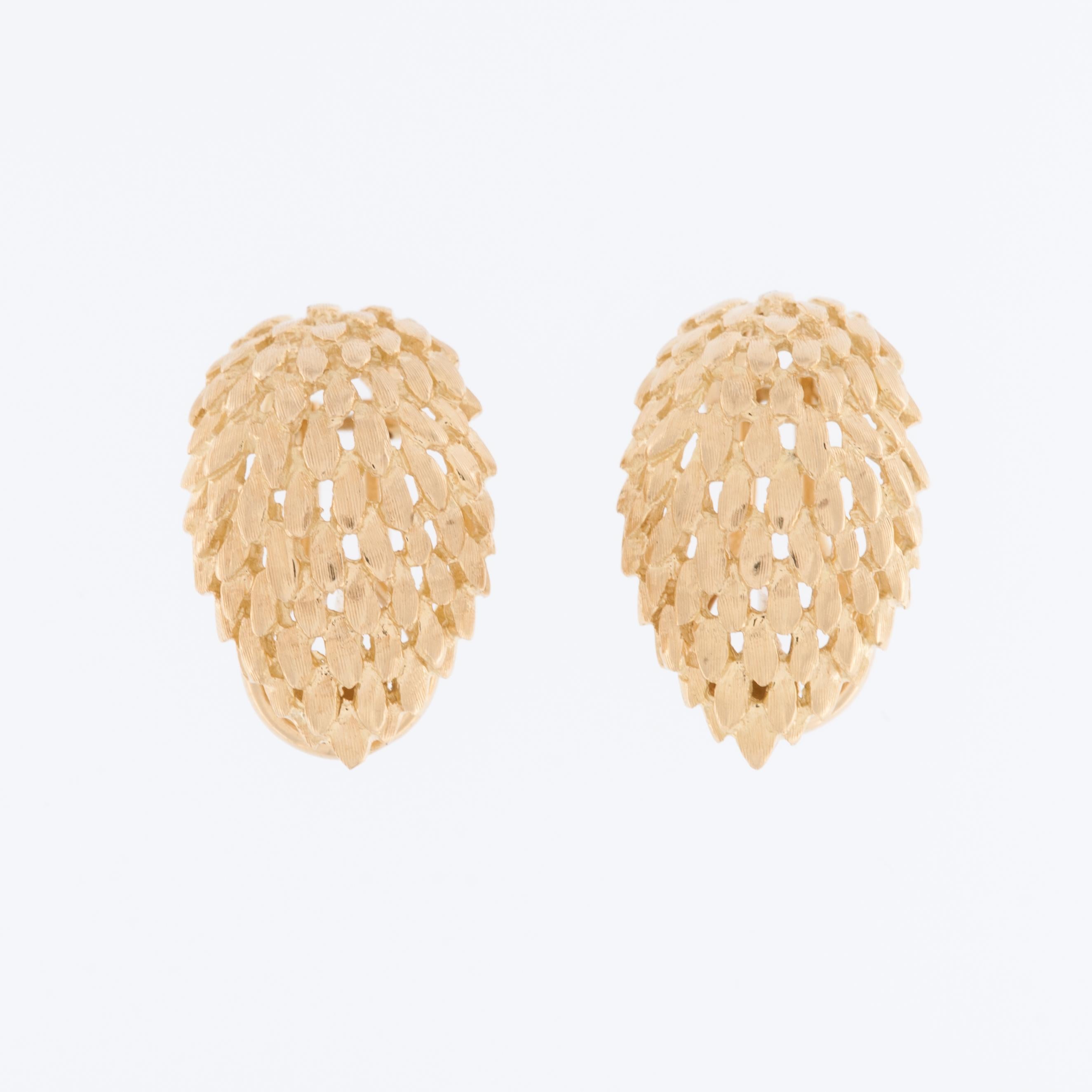 Italienische Ohrringe aus 18kt Gelbgold in Form von Federn (Kunsthandwerker*in) im Angebot