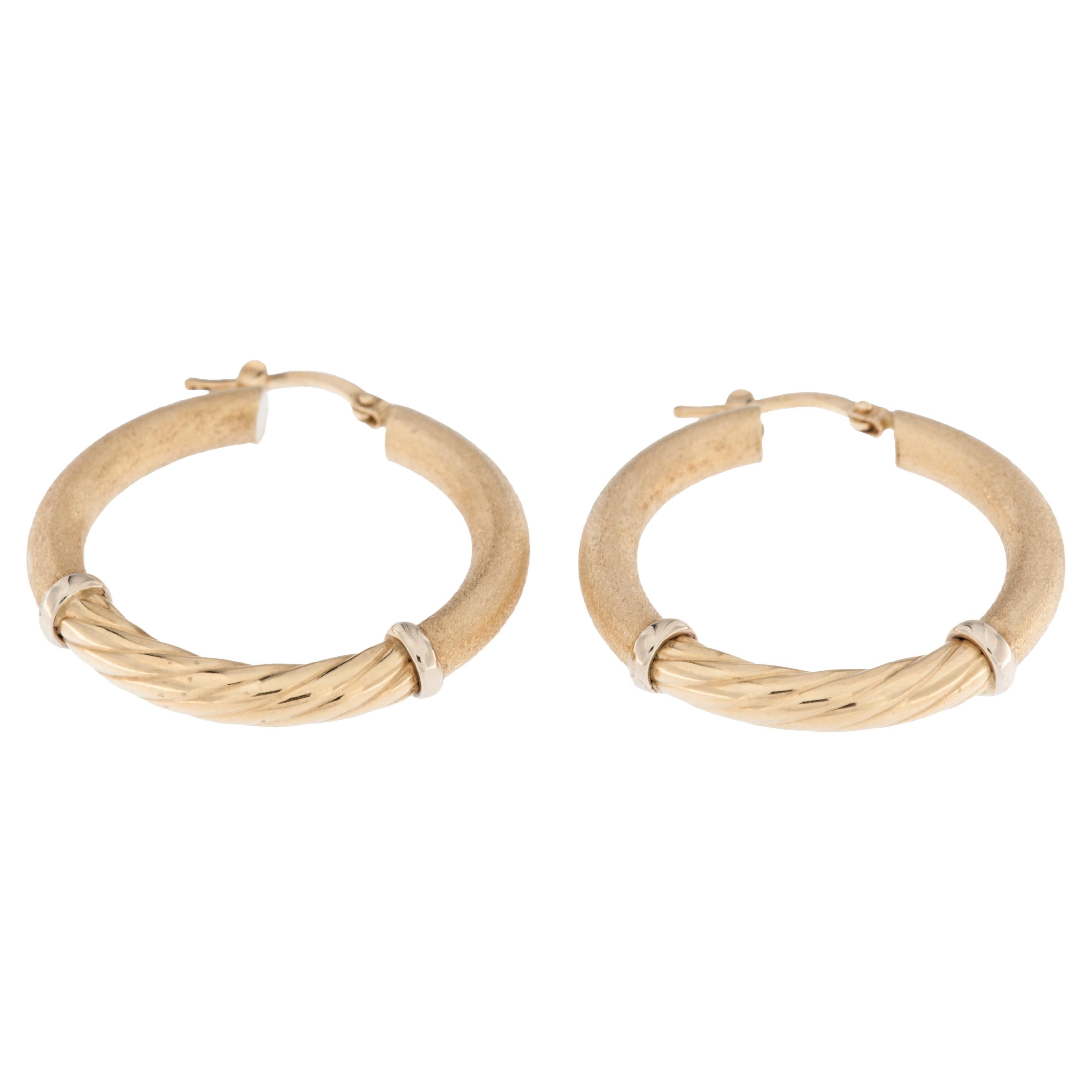 Italian 18kt Yellow Gold Hoop Earrings For Sale