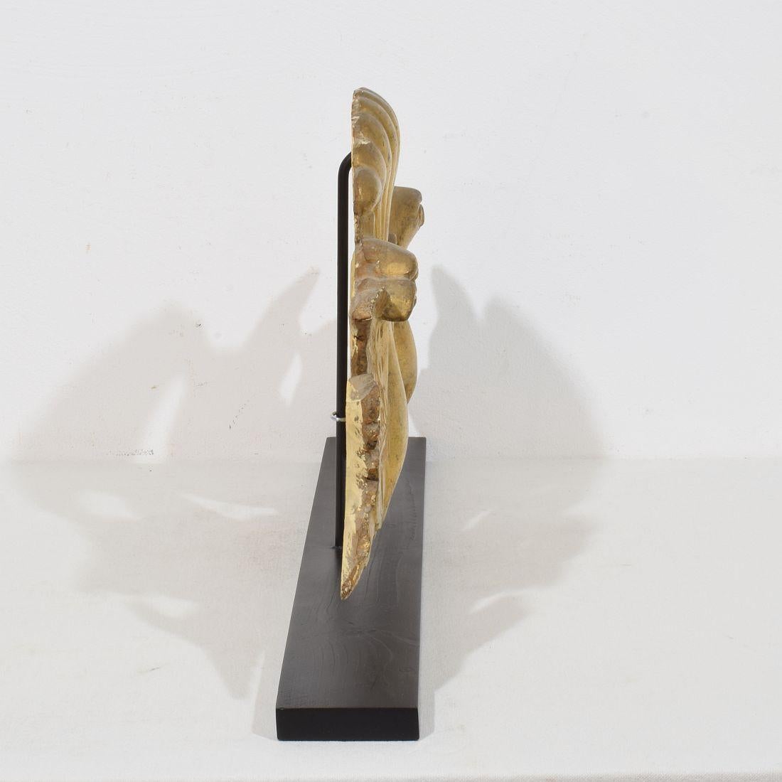 Hand-Carved Italian 18th/ 19th Century Carved Giltwood Neo Classical Ornament With Birds For Sale