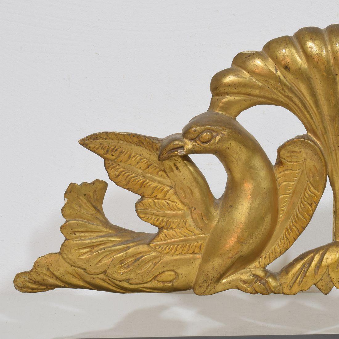 Wood Italian 18th/ 19th Century Carved Giltwood Neo Classical Ornament With Birds For Sale