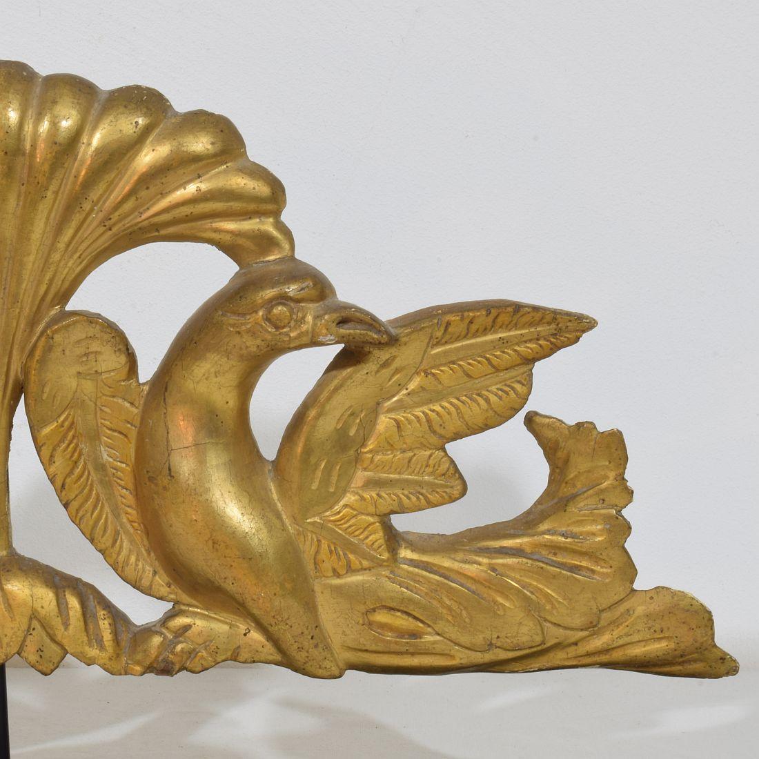 Italian 18th/ 19th Century Carved Giltwood Neo Classical Ornament With Birds For Sale 2