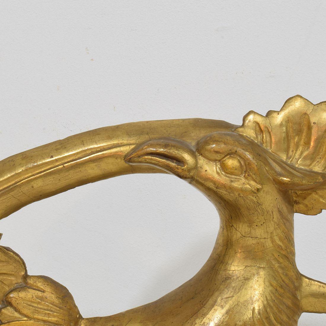 Italian 18th/ 19th Century Carved Giltwood Neo Classical Style bird Ornament For Sale 6
