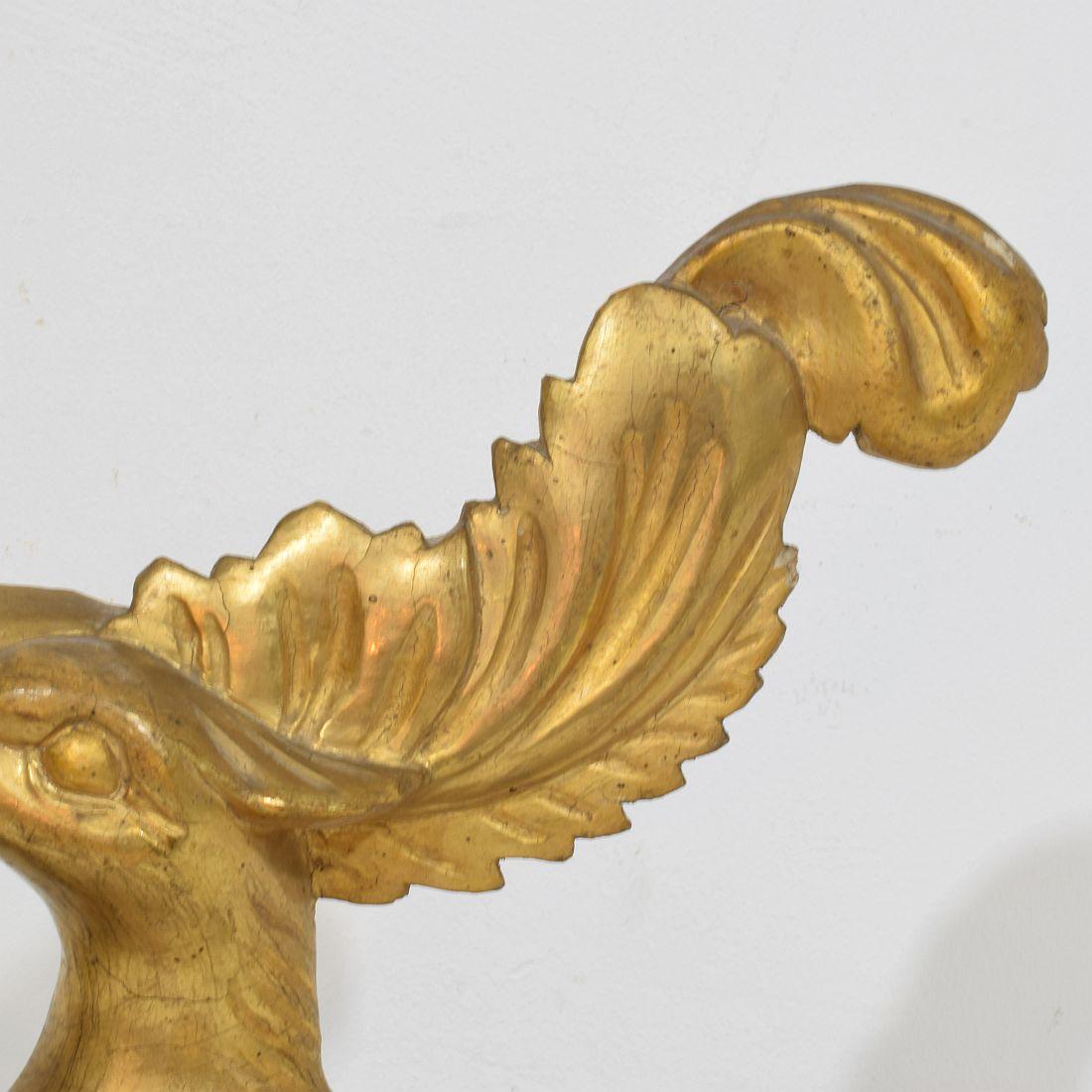 Italian 18th/ 19th Century Carved Giltwood Neo Classical Style bird Ornament For Sale 7