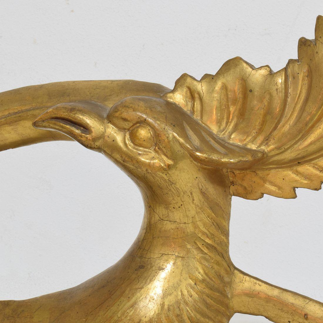Italian 18th/ 19th Century Carved Giltwood Neo Classical Style bird Ornament For Sale 9