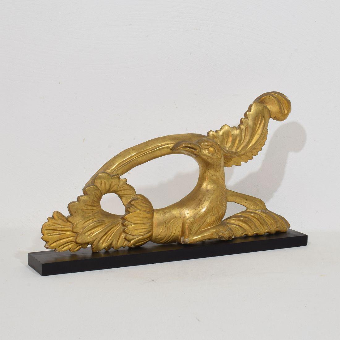 Neoclassical Italian 18th/ 19th Century Carved Giltwood Neo Classical Style bird Ornament For Sale