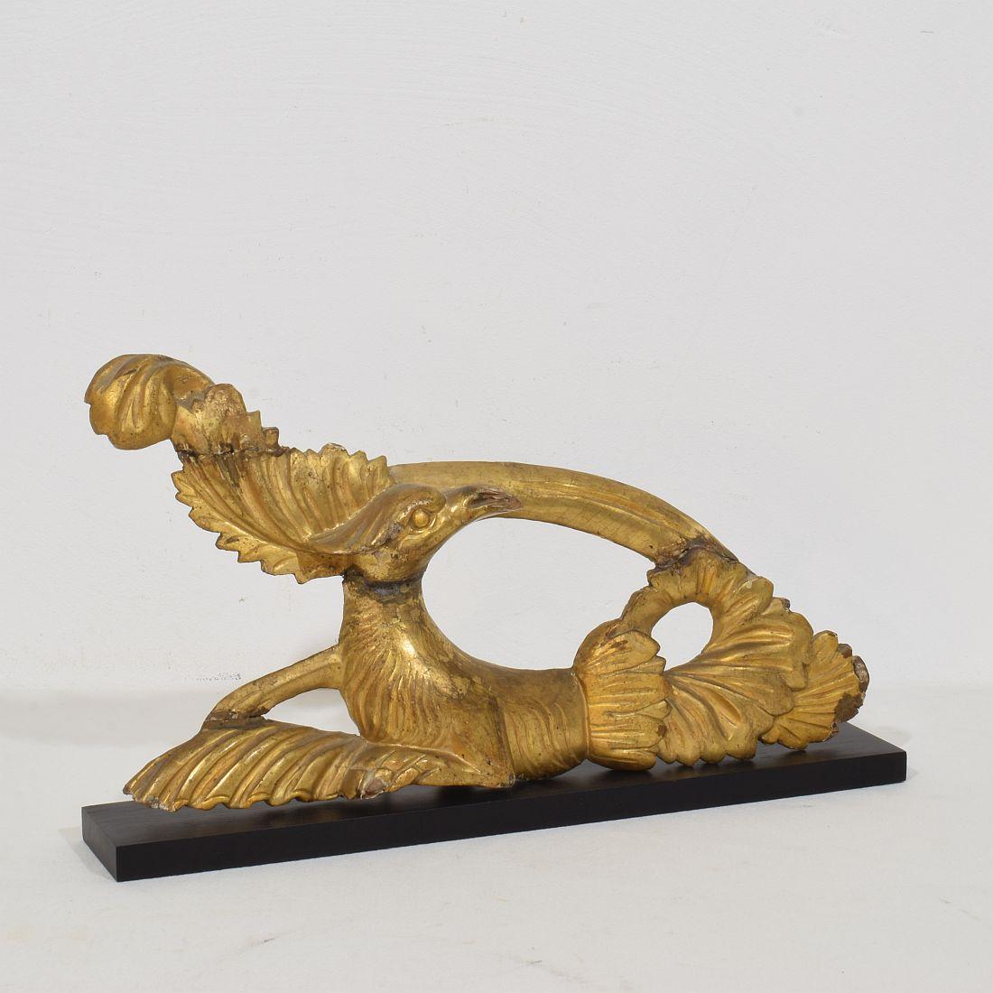Neoclassical Italian 18th/ 19th Century Carved Giltwood Neo Classical Style bird Ornament For Sale