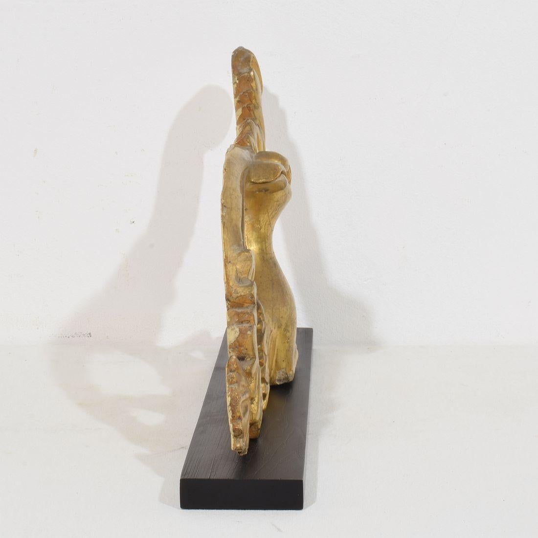 Hand-Carved Italian 18th/ 19th Century Carved Giltwood Neo Classical Style bird Ornament For Sale