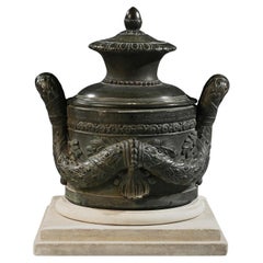 Italian 18th C Bronze Locking Vessel With Latin Inscription, Possibly Maritime