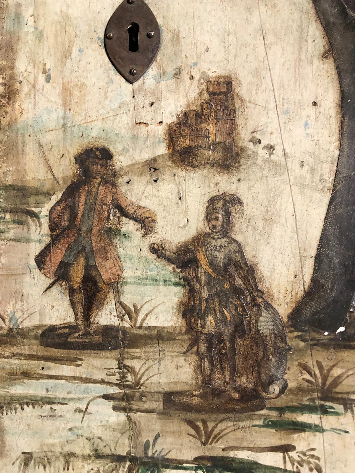 Meuble de rangement italien du 18ème siècle en 2 parties, peint Lacca Povera en vente 5